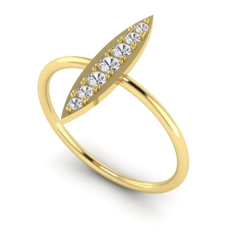 Elliptic Zirconia Diamond Ring For Ladies