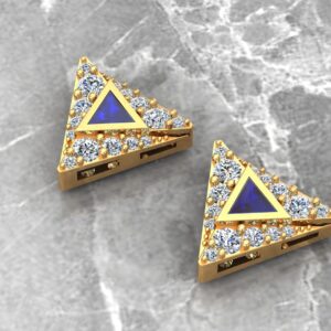 Triangle Steps Diamond and Sapphire Studs