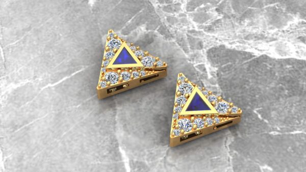 Triangle Steps Diamond and Sapphire Studs