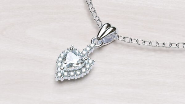 Halo Heart Setted Pendant With Chain