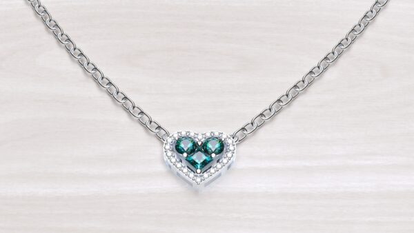 Cluster Heart Halo Pendant With Chain