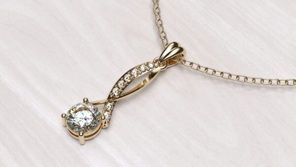 Wave Cross Diamond Pendant With Chain