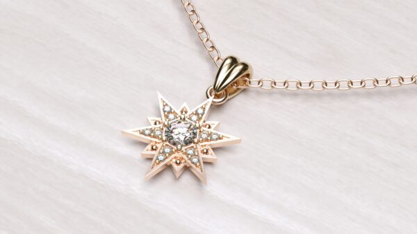 Diamond Big Star David Pendant With Chain