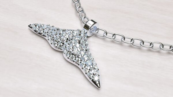 Whale Tail Diamond Cluster Pendant With Chain