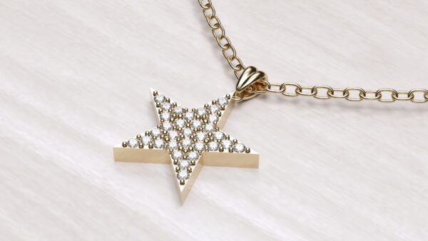 Star Diamond Cluster Pendant With Chain - Image 2