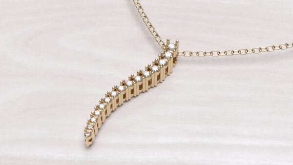 Long Wave Bar Setted Pendant With Chain - Image 3