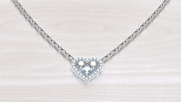 Cluster Heart Halo Pendant With Chain - Image 3