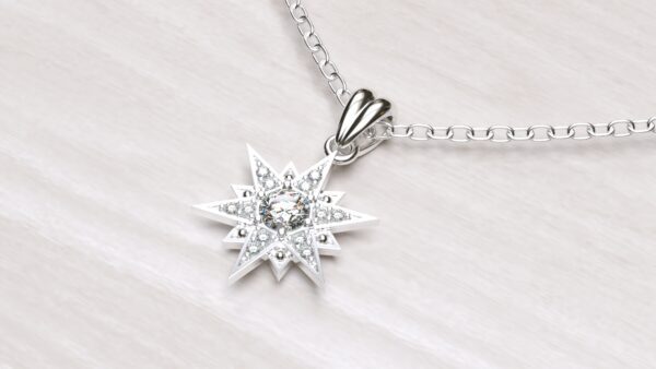 Diamond Big Star David Pendant With Chain - Image 3