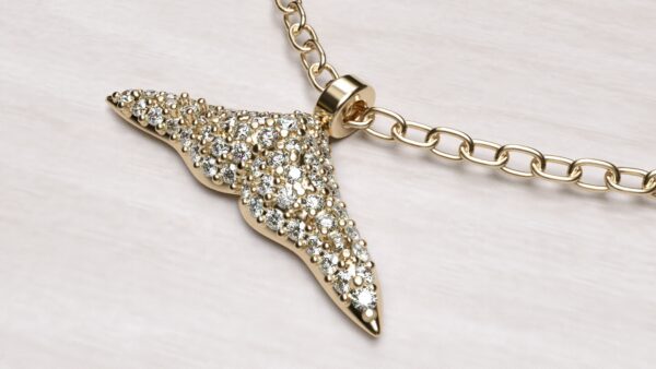 Whale Tail Diamond Cluster Pendant With Chain - Image 2