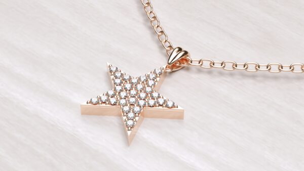 Star Diamond Cluster Pendant With Chain - Image 3