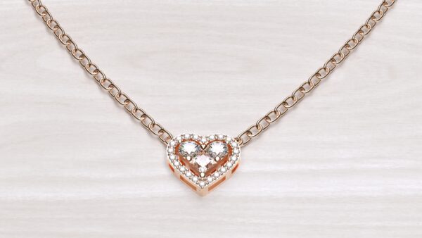 Cluster Heart Halo Pendant With Chain - Image 4