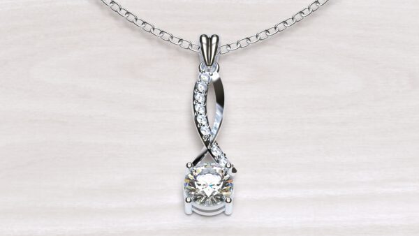 Wave Cross Diamond Pendant With Chain - Image 3