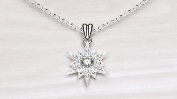 Diamond Big Star David Pendant With Chain - Image 4