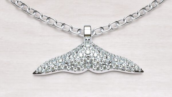 Whale Tail Diamond Cluster Pendant With Chain - Image 3