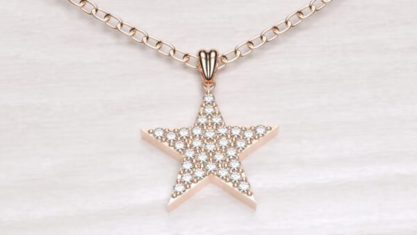 Star Diamond Cluster Pendant With Chain - Image 4