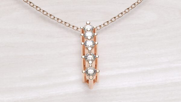 Diamond Bar Pendant With Chain - Sami Jeweller