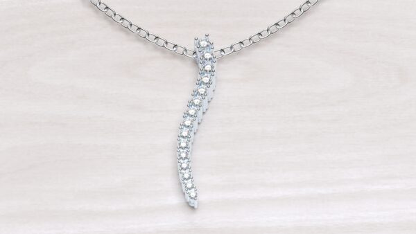 Long Wave Bar Setted Pendant With Chain - Image 4