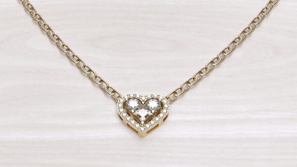 Cluster Heart Halo Pendant With Chain - Image 5