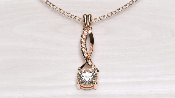 Wave Cross Diamond Pendant With Chain - Image 4