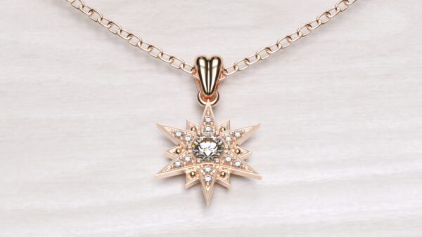 Diamond Big Star David Pendant With Chain - Image 5