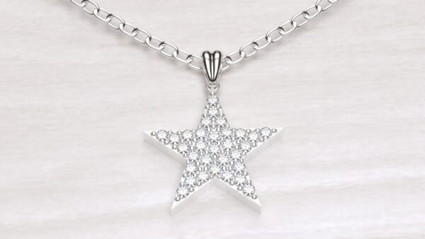 Star Diamond Cluster Pendant With Chain - Image 5