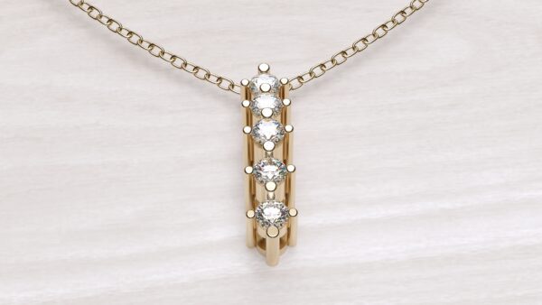 Diamond Bar Pendant With Chain - Sami Jeweller