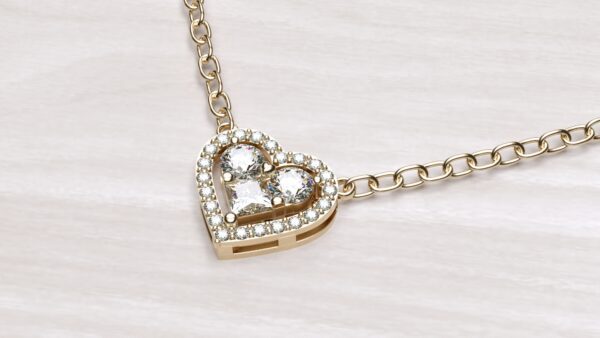 Cluster Heart Halo Pendant With Chain - Image 6