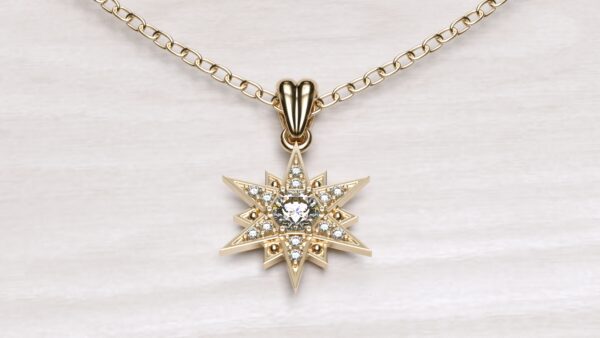 Diamond Big Star David Pendant With Chain - Image 6