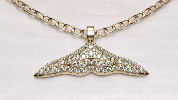 Whale Tail Diamond Cluster Pendant With Chain - Image 5