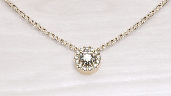 Round Halo Diamond Pendant With Chain - Image 6